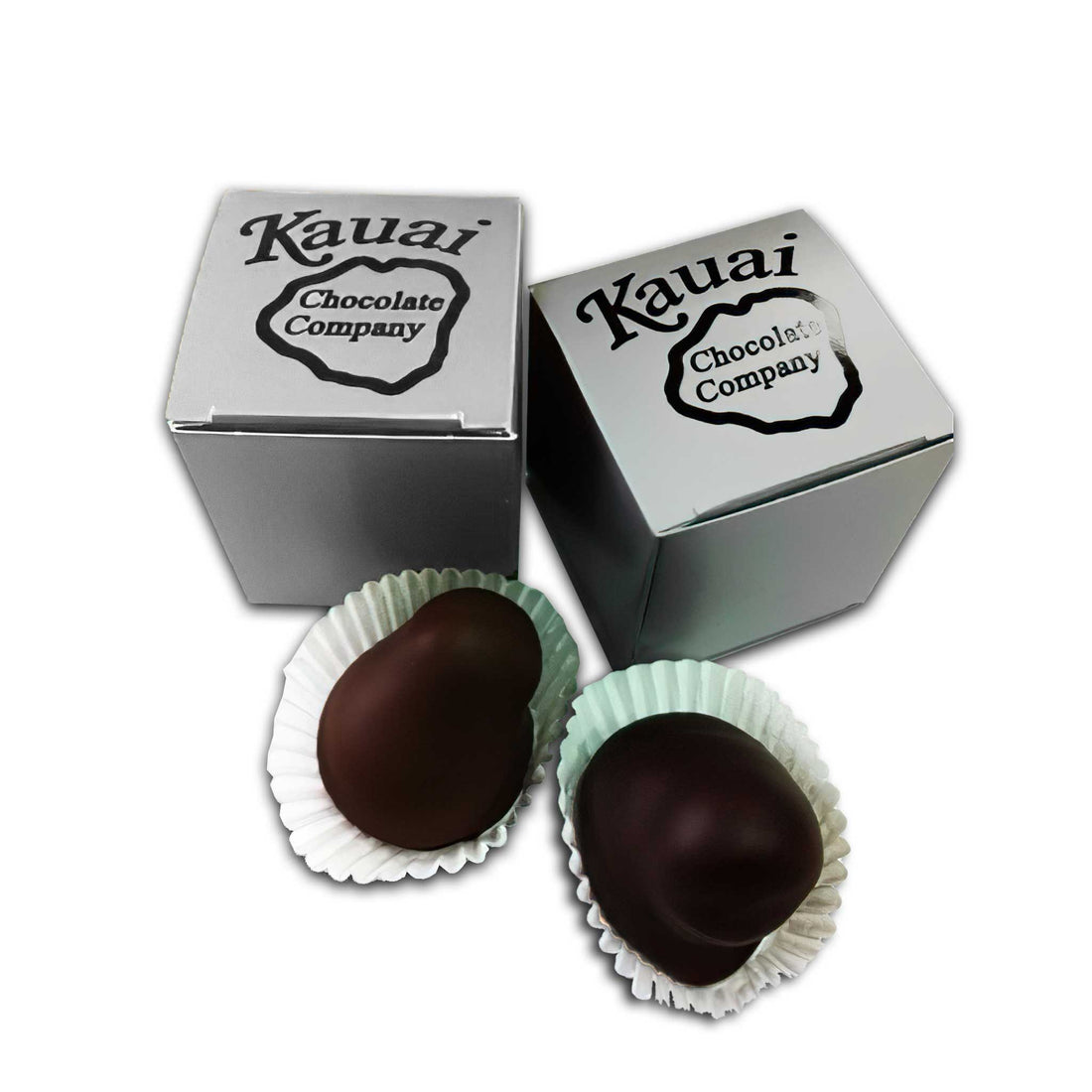 Two Piece Dark Chocolate Opihi in Silver Box